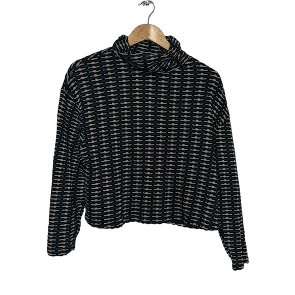 Zara turtleneck top green tan sz Medium - Picture 1 of 7